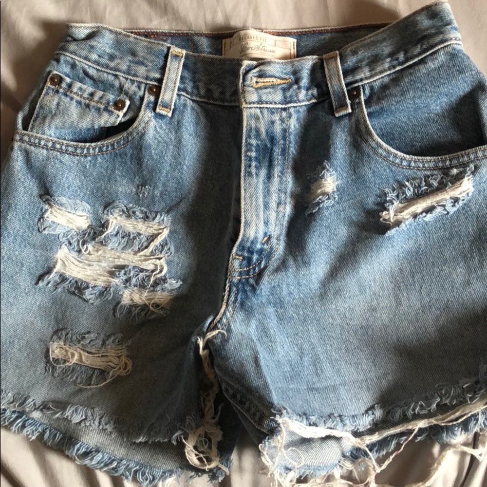Distressed Denim High Waisted Shorts